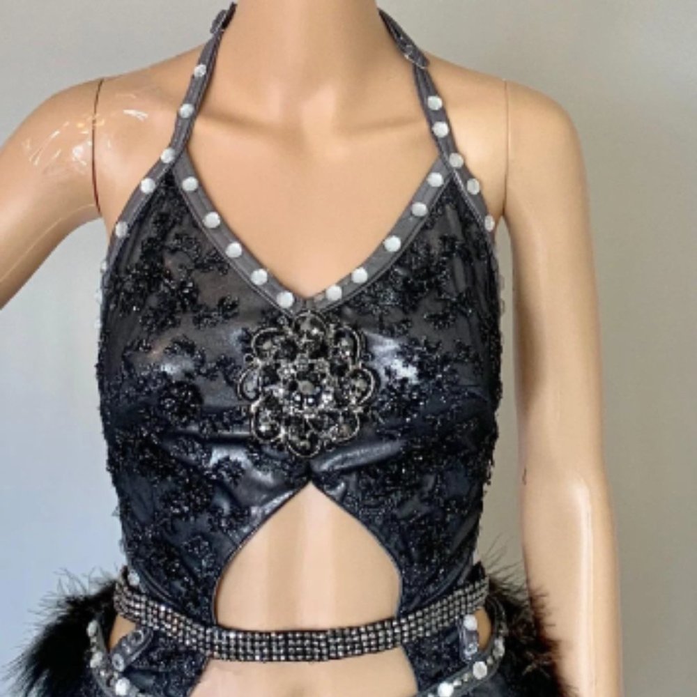 Black and Silver Custom Dance Costume